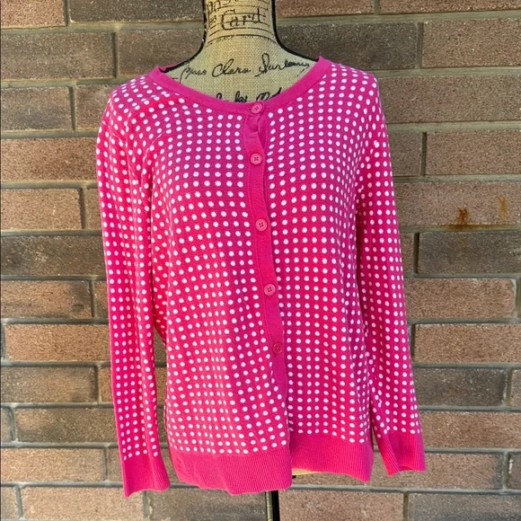 Merona Pink and White Polka Dot Cardigan Size XXL - Picture 1 of 6